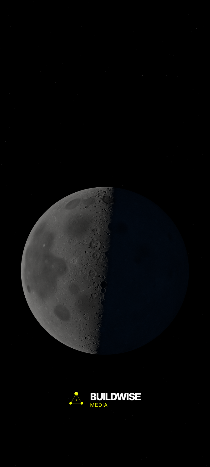 Half Moon, phone: the half-lit moon centered, with the small logo below it.